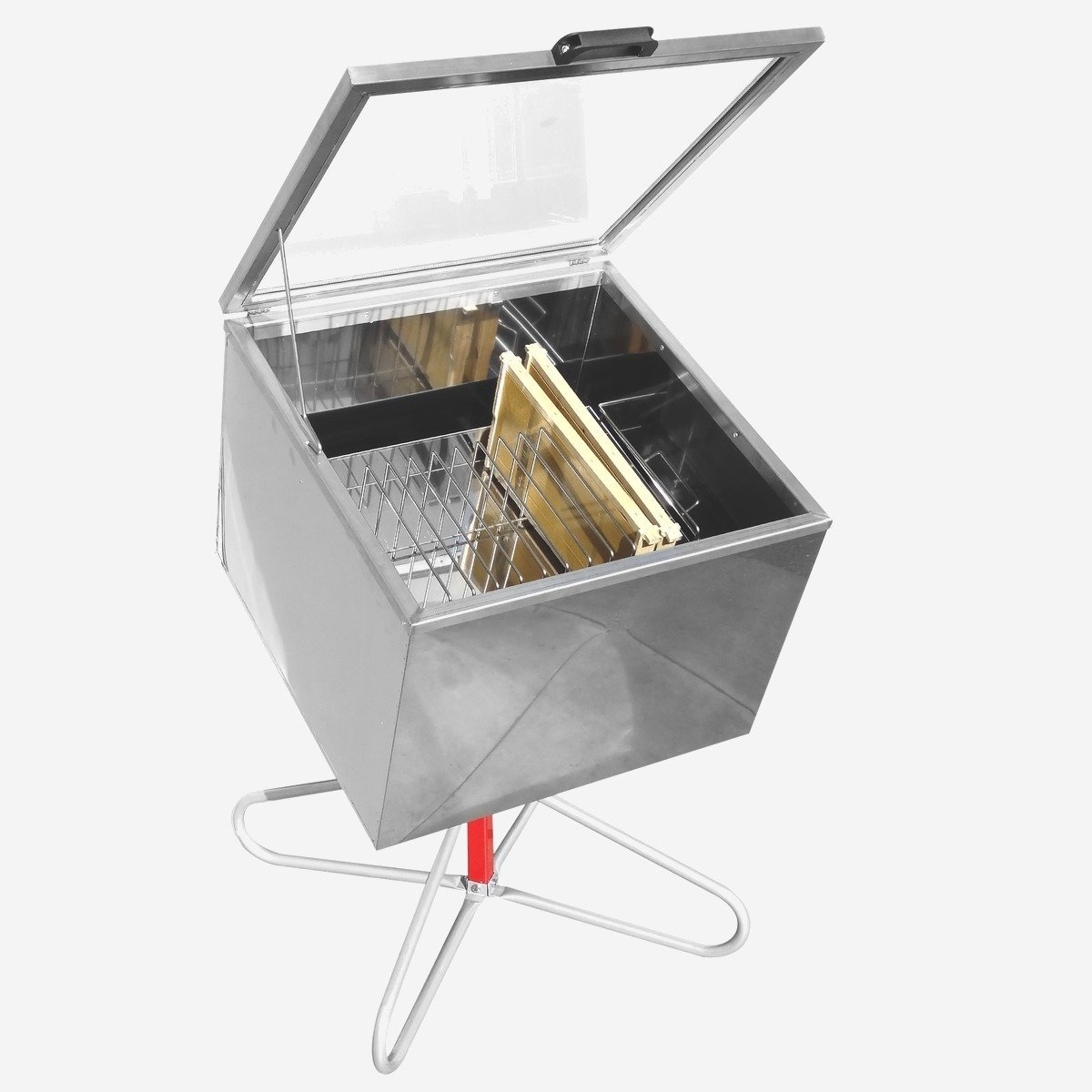 Sceratrice solare "SOLARIS" ad altezza maggiorata Acciaio inox - 700 x 700 mm - 11 favi da nido Dadant / 11 favi Langstroth.