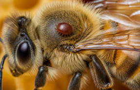 Varroa delle api: acaro Varroa destructor su un’ape adulta
