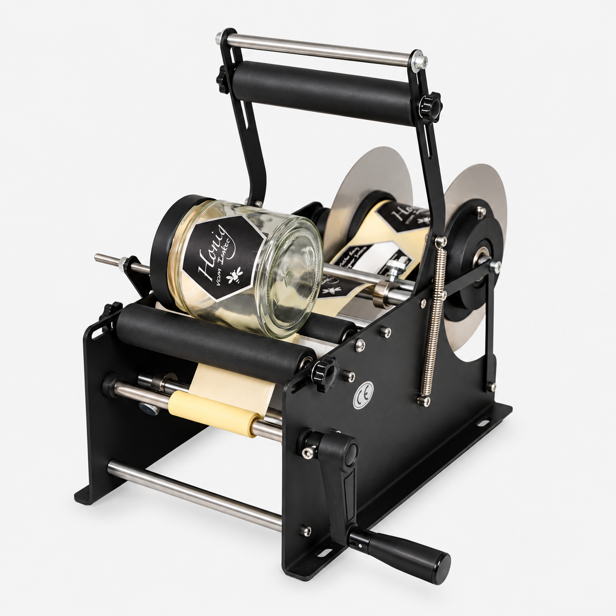 etichettatrice-manuale-per-vasetti-fillomat-1 Etichettatrice Manuale FillOmat® per Vasetti e Bottiglie Ø15–120 mm - immagine 1